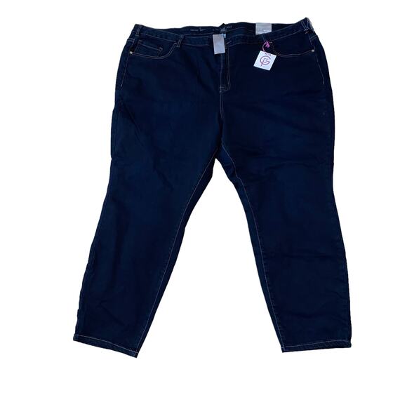 Lane Bryant Skinny Genius Fit Dark Wash Denim Blue Jeans Plus Size 28 Short NWT - Picture 1 of 9